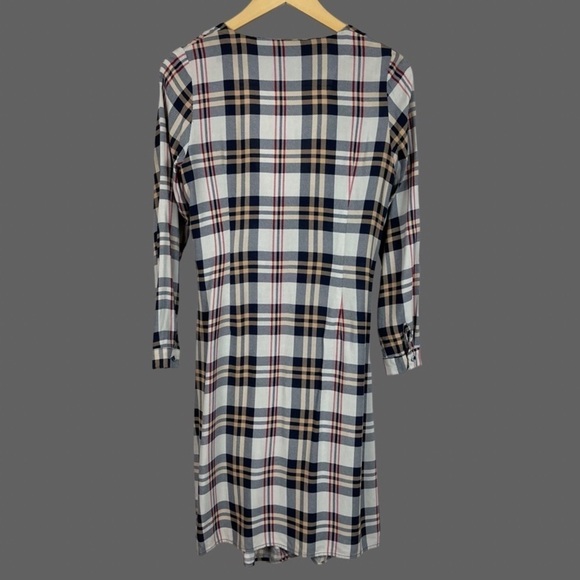 Marquis Medium Plaid Wrap Long Sleeve Academia Dress Preppy Clueless - Picture 2 of 9